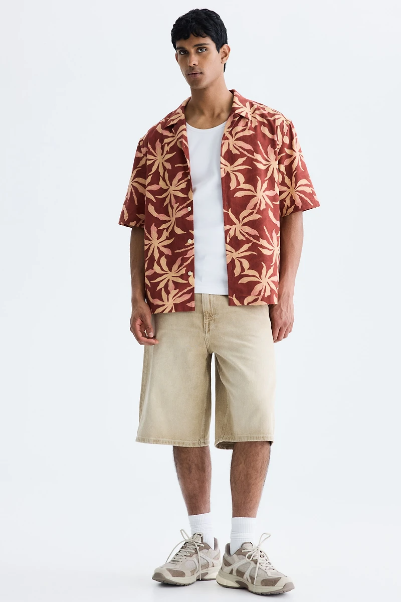 Chemise décontractée en coton à col cubain