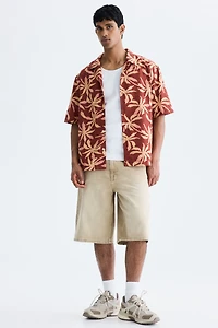 Chemise décontractée en coton à col cubain