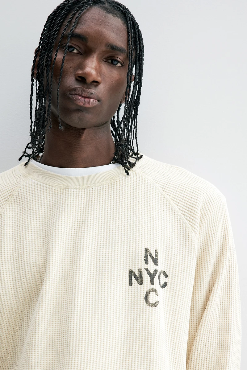 Regular-Fit Waffled Long-Sleeved Shirt