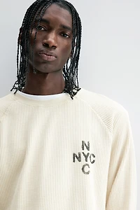 Regular-Fit Waffled Long-Sleeved Shirt