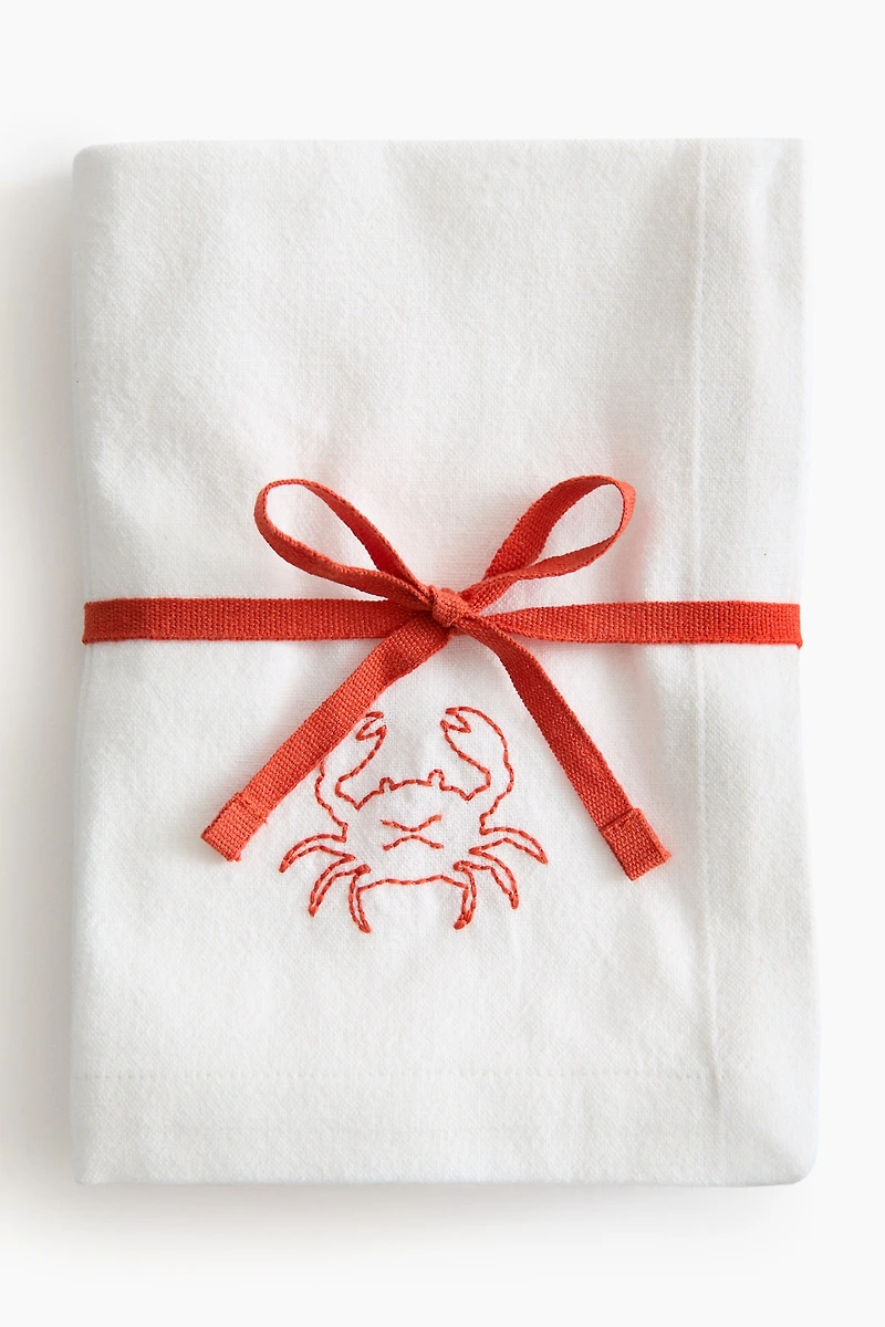 4-Pack Embroidered-Detail Linen-blend Napkins