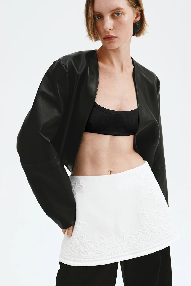 Linen-Blend Mini Skirt