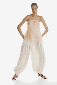 Haut en tissu jacquard avec dentelle