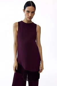 MAMA Asymmetric Fringe-Trimmed Top