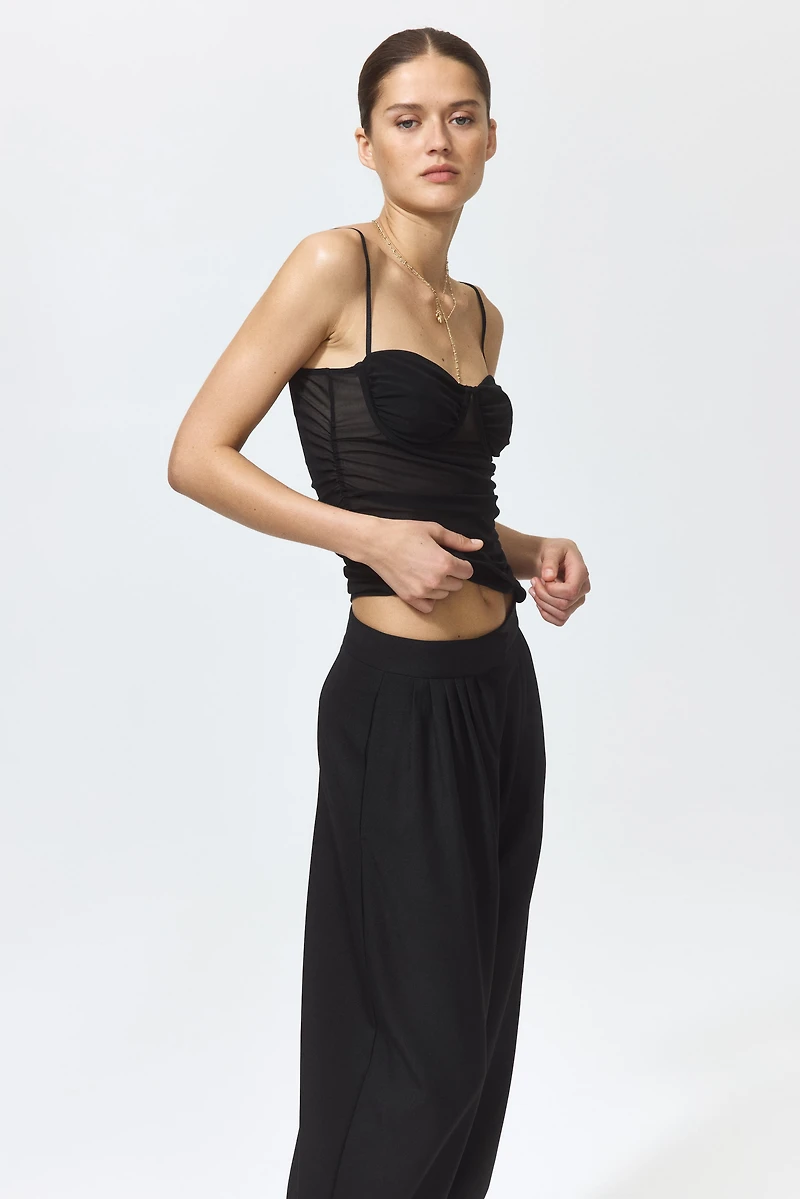 Ruched Mesh Top