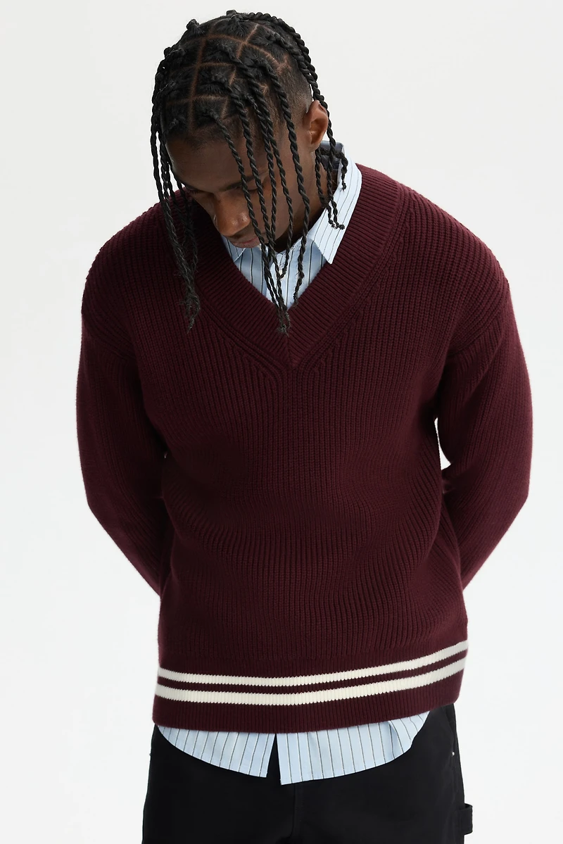 Chandail carré en tricot côtelé