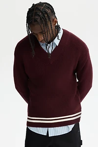 Chandail carré en tricot côtelé