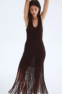 Fringe-Trimmed Knit Dress