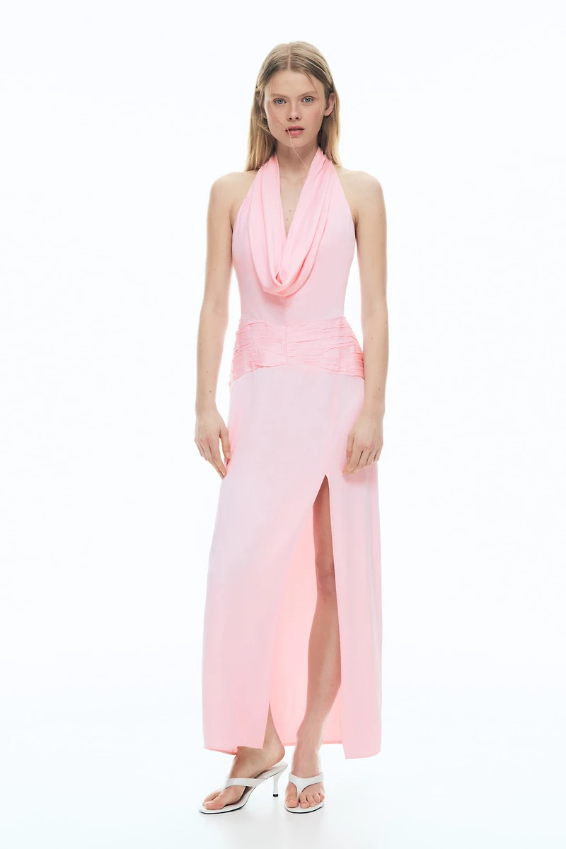 Cowl-Neck Satin Dress