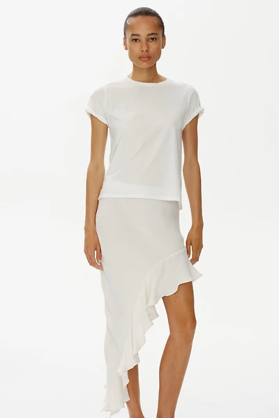 Flounce-Trimmed Viscose Skirt