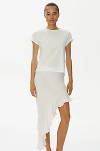 Flounce-Trimmed Viscose Skirt