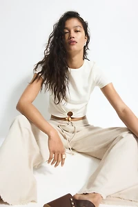 Pantalon en lin mélangé avec cordon de serrage