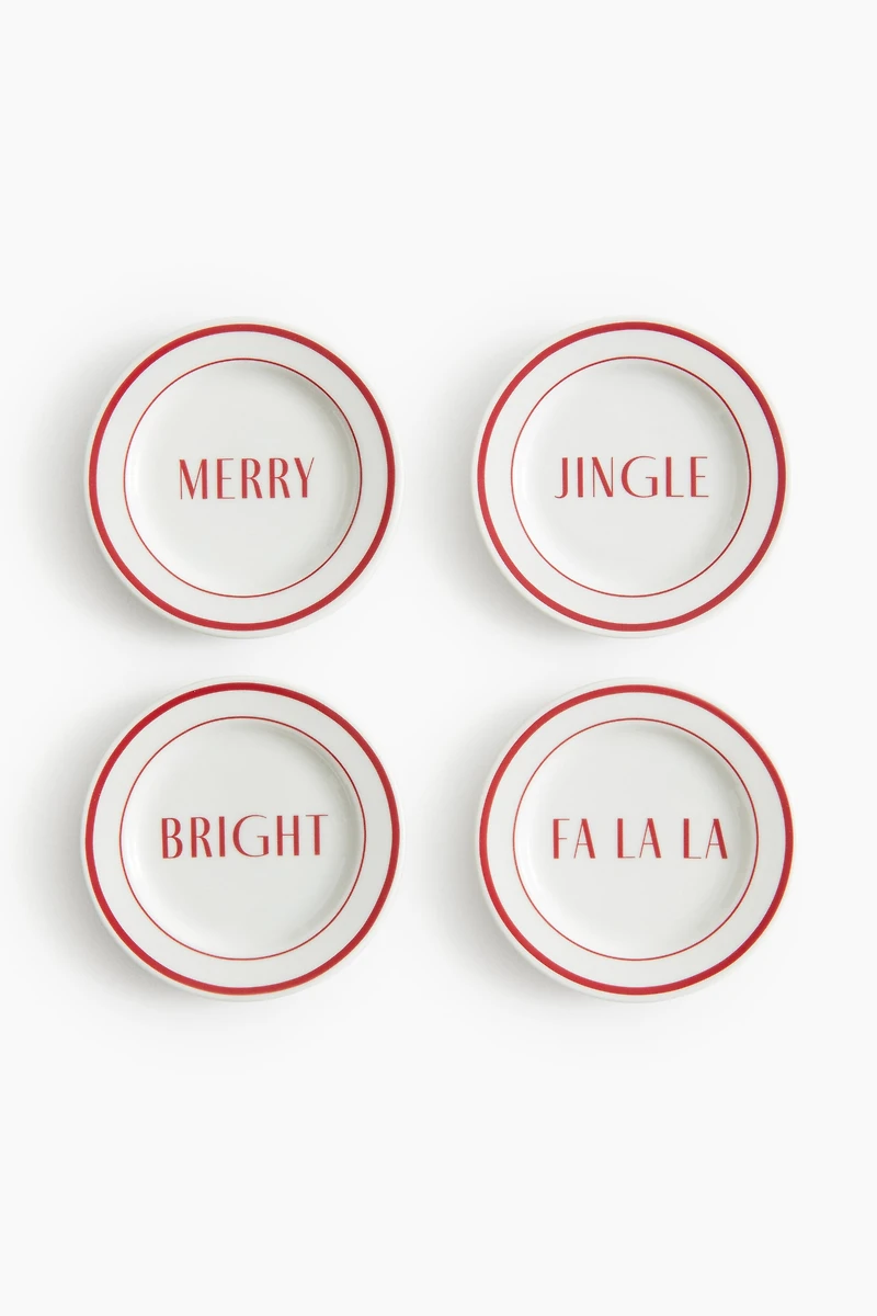 4-Pack Small Porcelain Plates