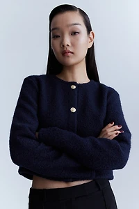 Bouclé-Weave Cardigan