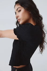 Crinkled Tie-Front Top