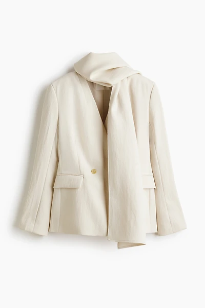 Veston sans revers avec écharpe