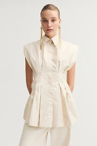 Tapered-Waist Poplin Shirt