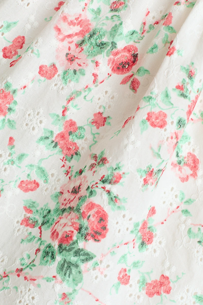 Ruffle-Trimmed Patterned Cotton Dress