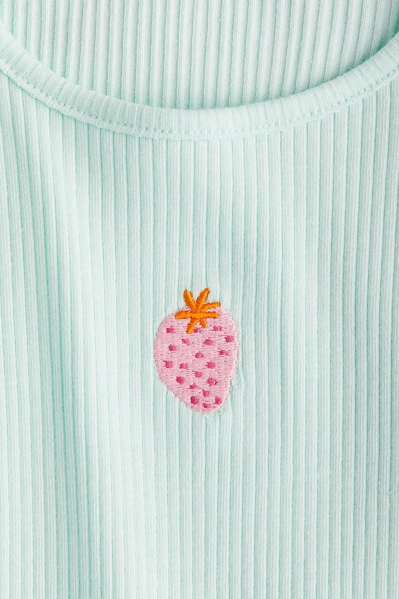 Embroidered-Motif Tank Top