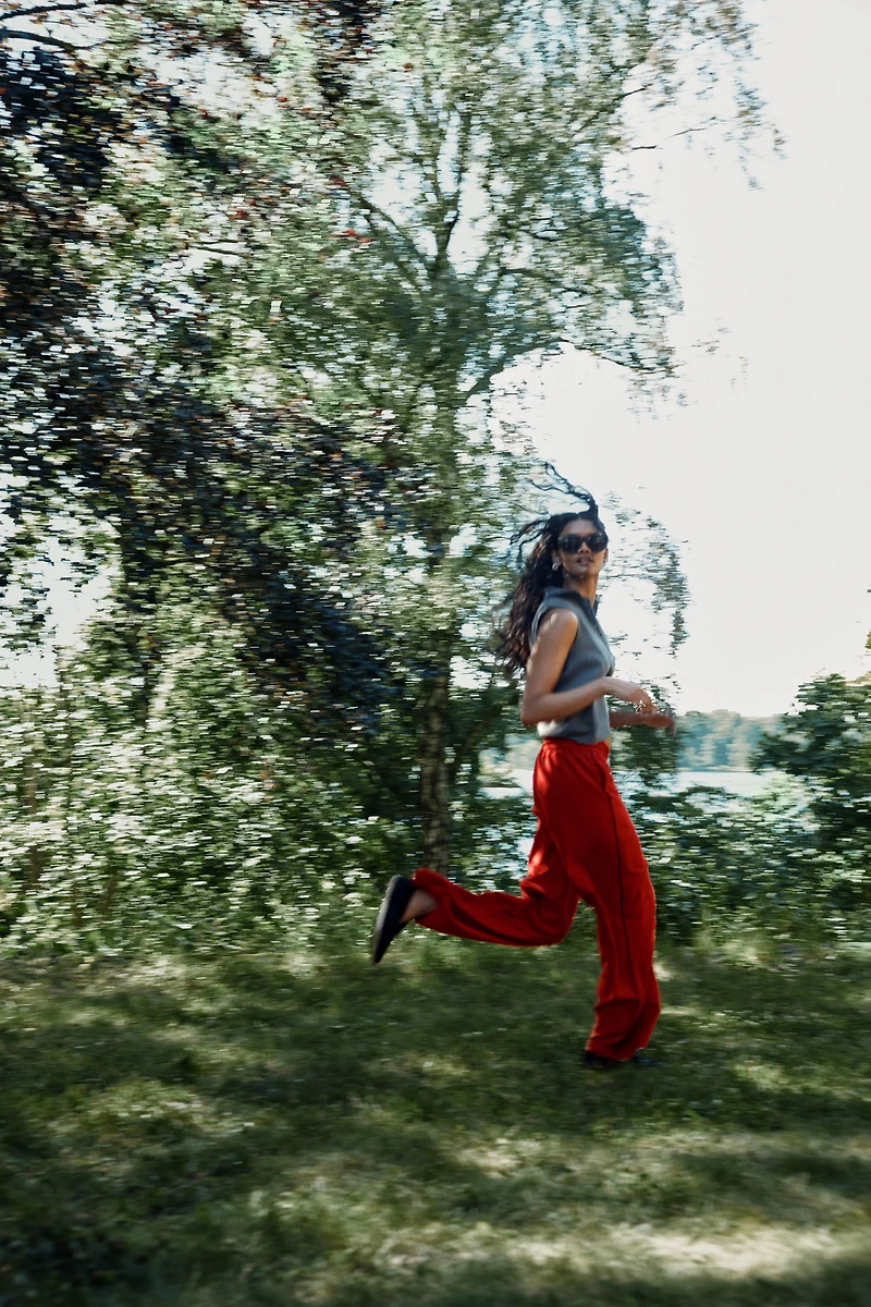 Wide-Leg Drawstring Pants