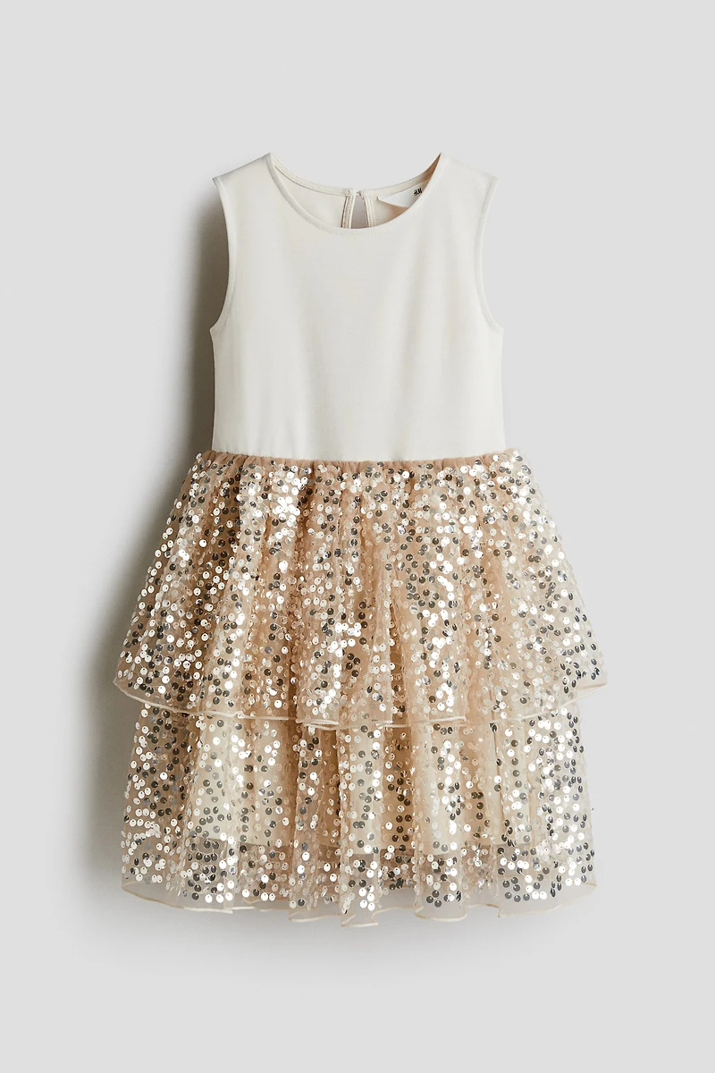 Sequined-Skirt Dress