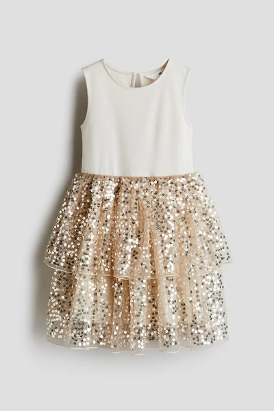 Sequined-Skirt Dress