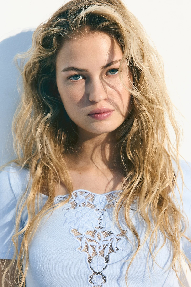 Top with Eyelet Embroidered Detail