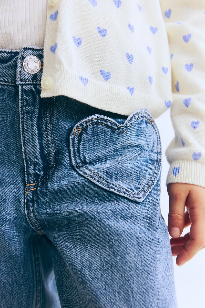 Motif-Detail Wide-Leg Jeans