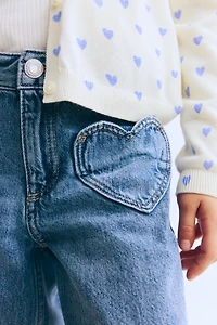 Motif-Detail Wide-Leg Jeans