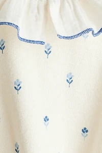 Cotton Romper Suit with Muslin Collar