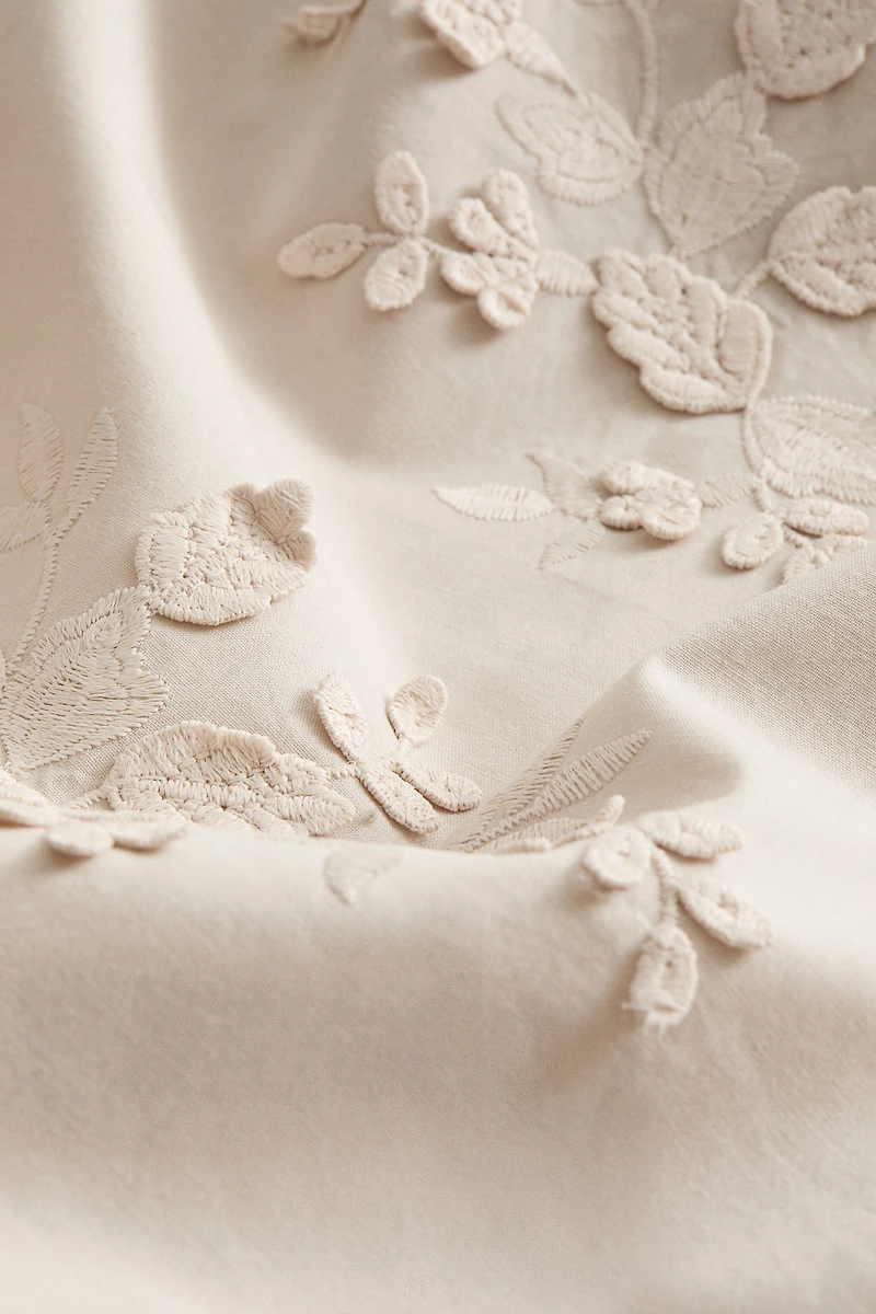 Embroidered-Detail Cotton Pillowcase
