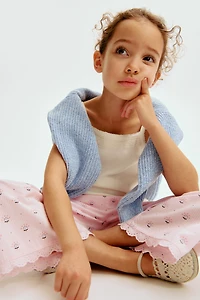 Pantalon en crépon de coton avec dentelle
