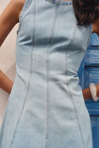 Flared-skirt denim dress