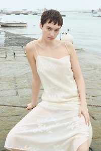Embroidered slip dress