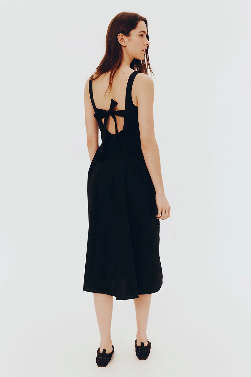 Tie-Back Poplin Dress