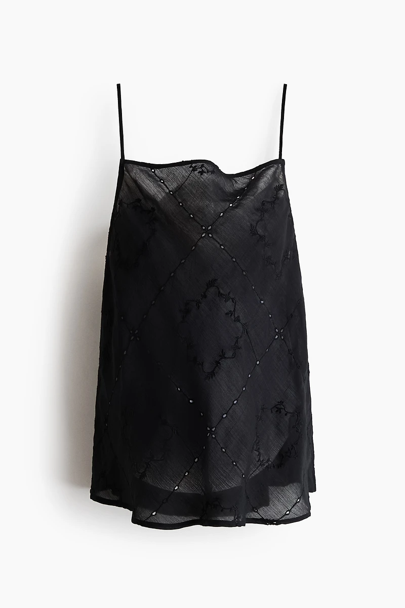 Strappy Top with Eyelet Embroidery