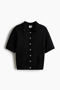 Short-sleeved collared cardigan