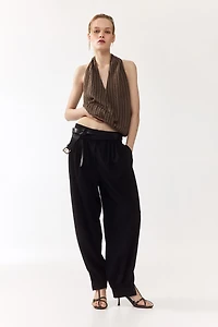 Crinkled V-Neck Top