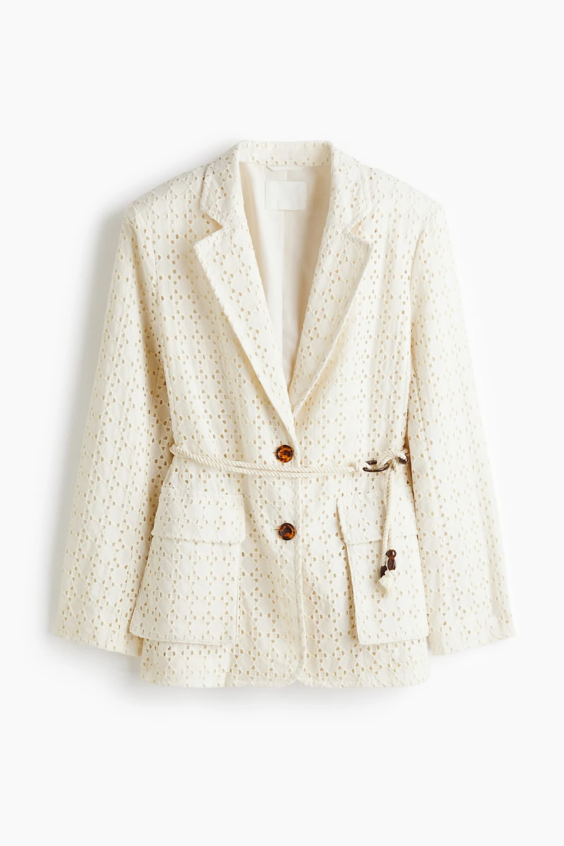 Eyelet-Embroidered Cotton Blazer