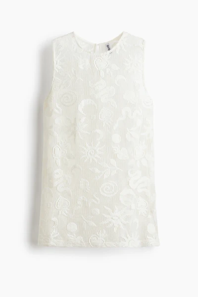 Motif-Detail Mesh Top