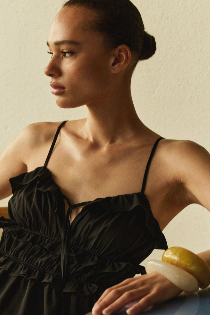 Ruffle-Trimmed Strappy Top