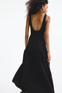 Flared-Skirt Low-Back Dress