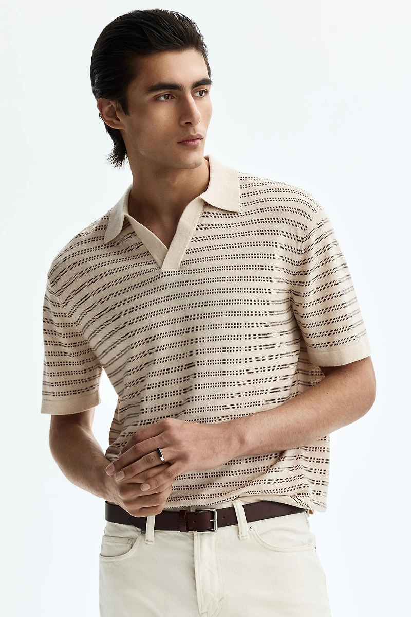 Regular-Fit Linen-Blend Polo Shirt
