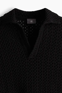 Loose Fit Pointelle-knit Polo Shirt