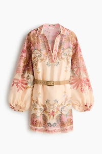 Linen-Blend Tunic Dress