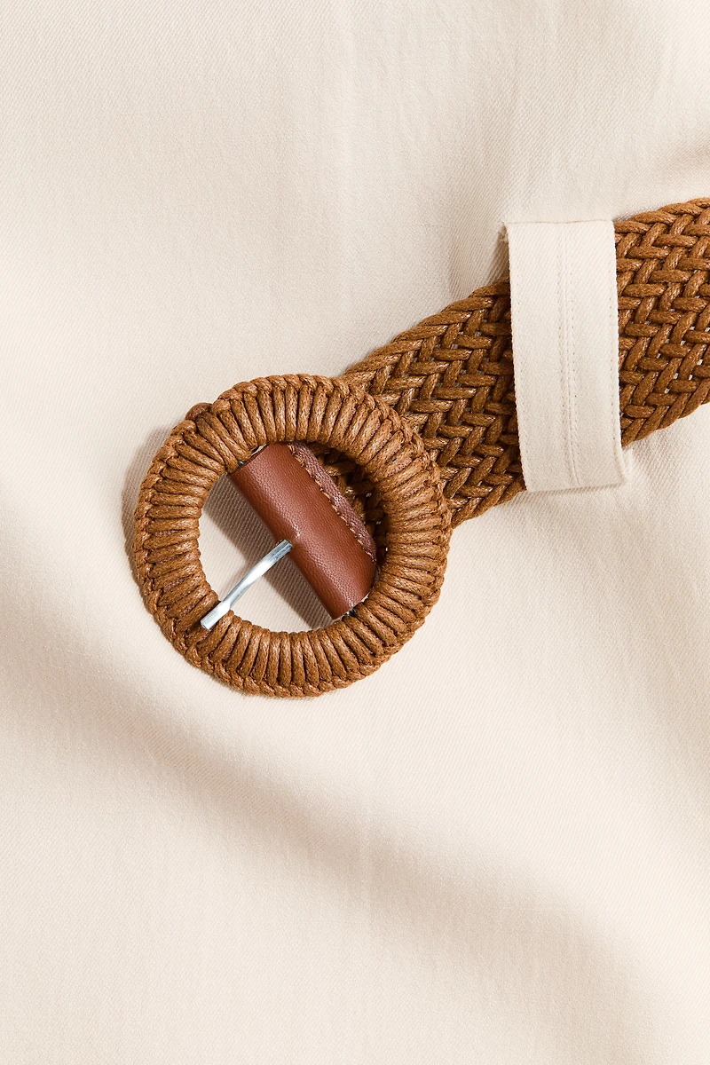 Belted Lapelless Jacket