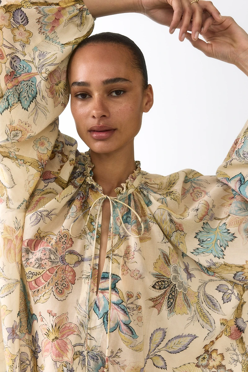 Oversized Cotton-Blend Blouse