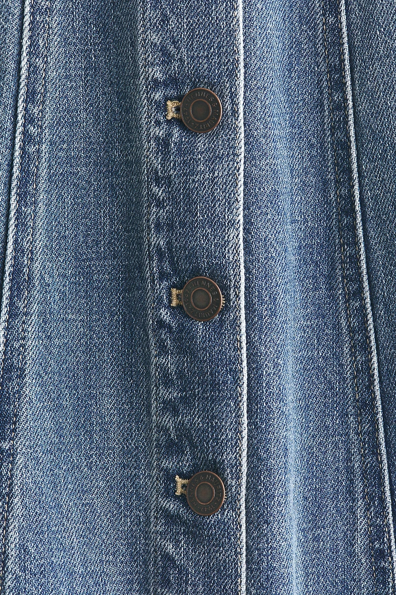 Button-Front Denim Dress