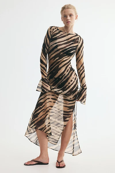 Tie-Detail Chiffon Dress