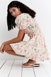 Bubble-Hem Cotton Dress